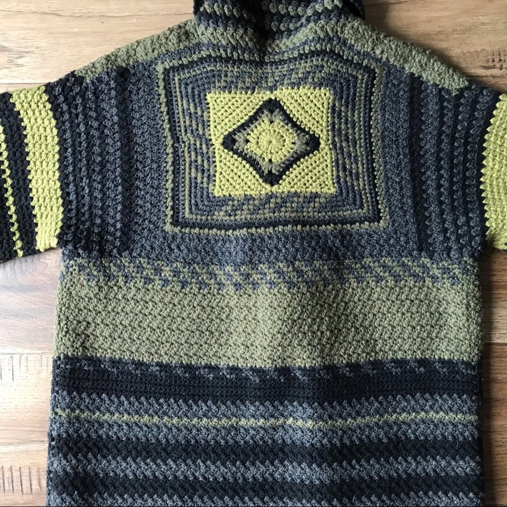 Cottagecore Patchwork Sweater Green Black Medium - image 2